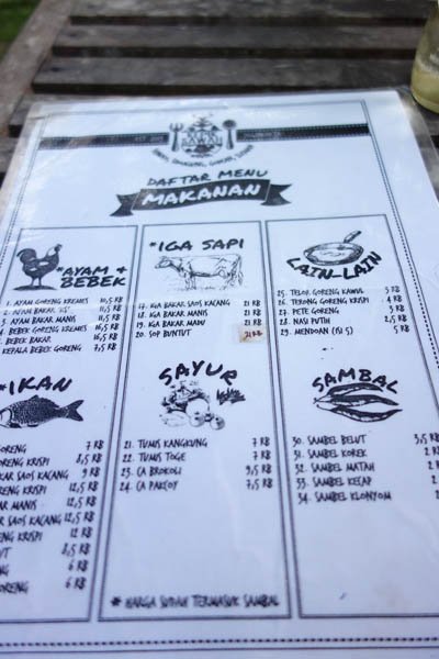 menu warung kepik sawah