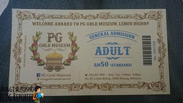 Ticket PG gold Museum Penang